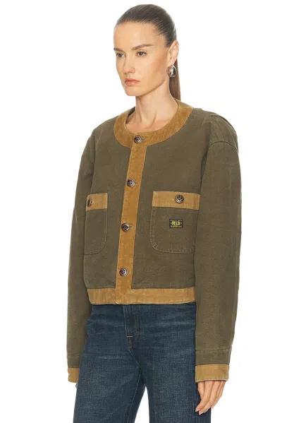 R13 Cord Trimmed Cropped Chore Jacket In Brown