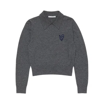 Pre-owned Acne Studios Yak Wool Polo Sweater 'dark Grey Melange' | Men's Size S In Gray