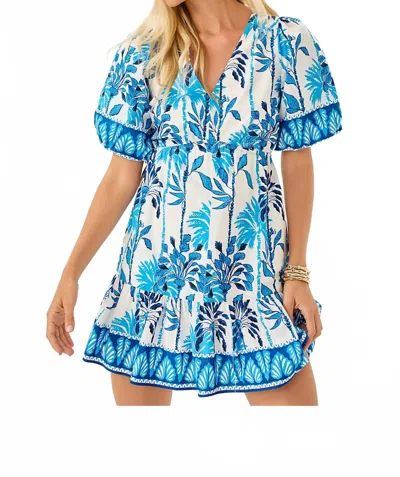 Lilly Pulitzer Kentlee Mini Dress In Coconut Swayin In The Breeze Engineered Woven Dr In Blue