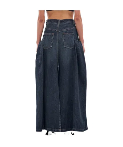 Sacai Blue Denim Deconstructed Maxi Skirt In Blue