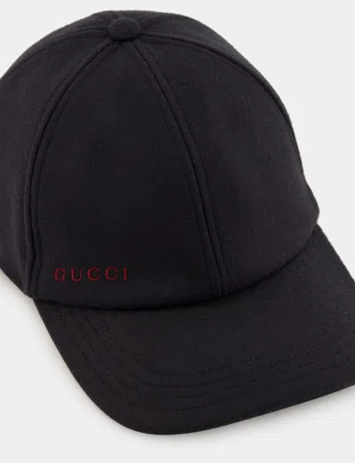 Gucci Wool Baseball Cap Featuring A Curved Brim In Black