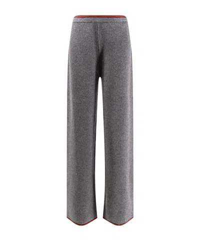 Gucci Womens Dusty Dark Grey Mc Ribbed Straight-leg Wool Knit Trousers In Gray