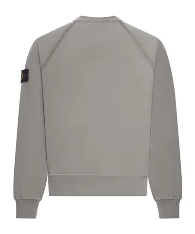 Stone Island Grey Brushed Organic Cotton Crewneck Sweatshirt In Gray