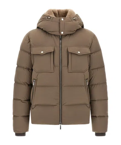 Moorer Cappuccino Nylon Blend Alarick Down Jacket In Brown