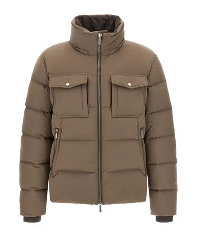 Moorer Cappuccino Nylon Blend Alarick Down Jacket In Brown