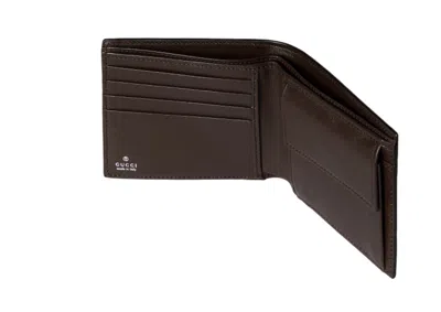 Gucci Men Brown Bi-fold Wallet With Horsebit On The Front And Embossed Logo On The Inside In Leather In Brown