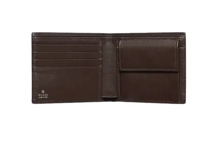 Gucci Men Brown Bi-fold Wallet With Horsebit On The Front And Embossed Logo On The Inside In Leather In Brown