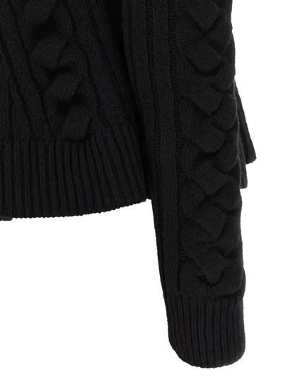 Alexander Mcqueen Wool And Cashmere Cable Cardigan Clothing In Black