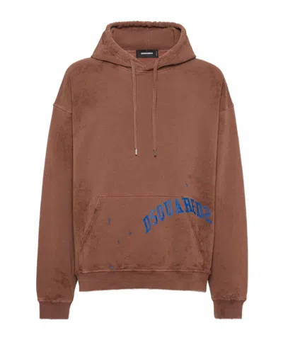 Dsquared2 Dirty Dyed Loose-fit Hoodie In Brown