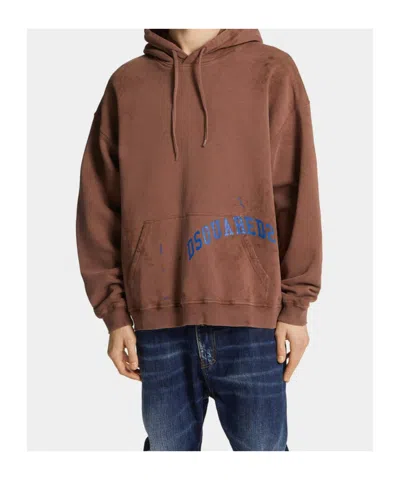 Dsquared2 Dirty Dyed Loose-fit Hoodie In Brown