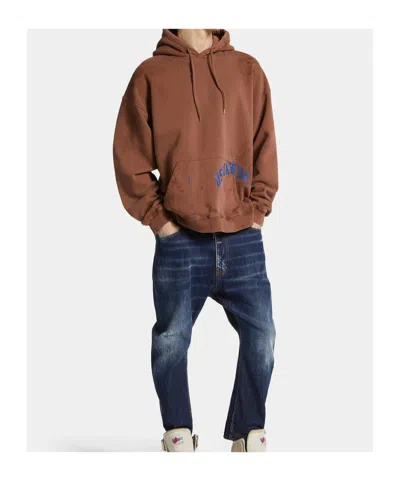 Dsquared2 Dirty Dyed Loose-fit Hoodie In Brown