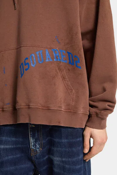 Dsquared2 Dirty Dyed Loose-fit Hoodie In Brown