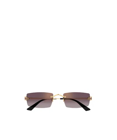 Cartier Rectangular Frame Sunglasses In Brown