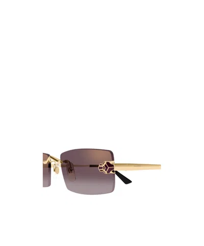 Cartier Rectangular Frame Sunglasses In Brown