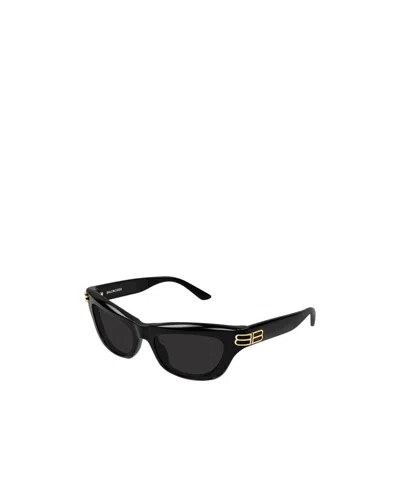 Balenciaga Bb0430s Linea Everyday 001 Black Grey Sunglasses In Black