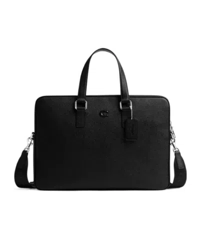 Coach Caden Top Handle Leather Briefcase In Black