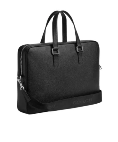 Coach Caden Top Handle Leather Briefcase In Black