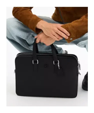 Coach Caden Top Handle Leather Briefcase In Black