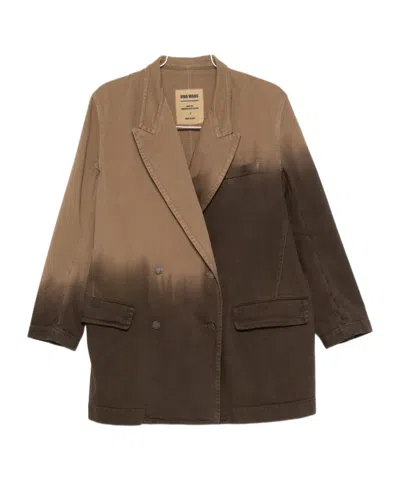 Uma Wang Double Breasted Ombre Effect Jacket In Brown