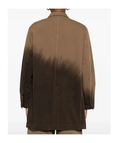 Uma Wang Double Breasted Ombre Effect Jacket In Brown