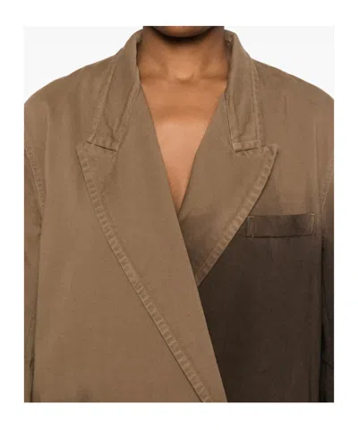 Uma Wang Double Breasted Ombre Effect Jacket In Brown