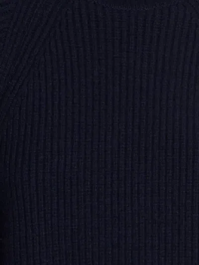 Balmain Oversized High Neck Wool Top In Blue