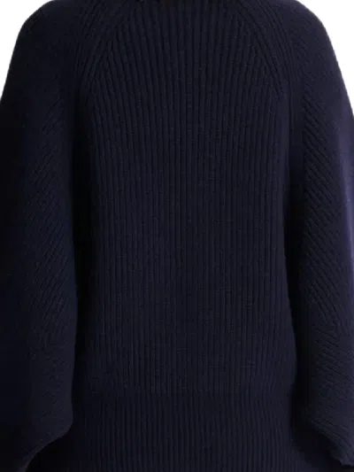 Balmain Oversized High Neck Wool Top In Blue
