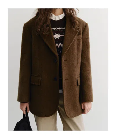 Dunst Brown Jacket With Frontal Buttons Closure In Brown