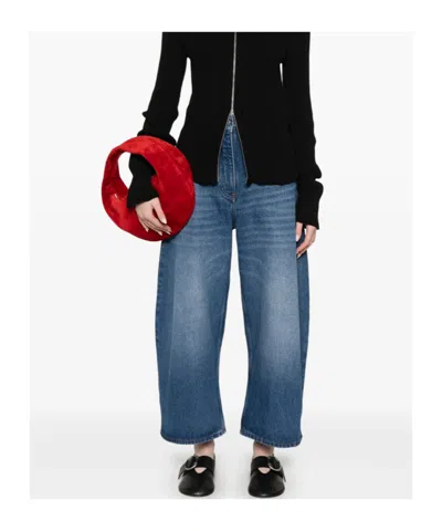 Studio Nicholson Blue Denim Chalco Cropped Jeans In Blue