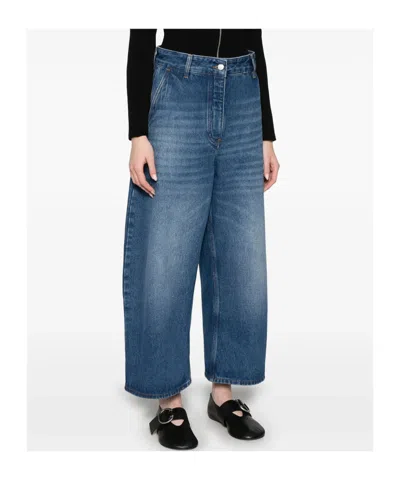 Studio Nicholson Blue Denim Chalco Cropped Jeans In Blue