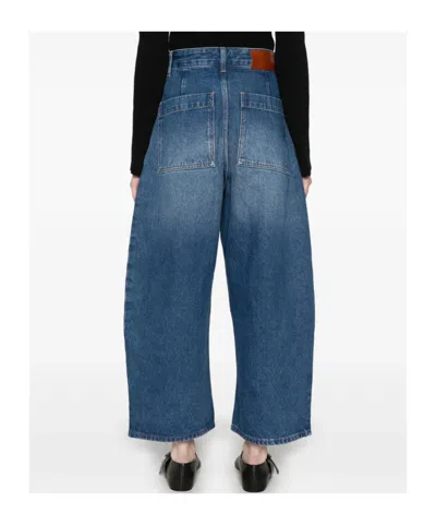 Studio Nicholson Blue Denim Chalco Cropped Jeans In Blue