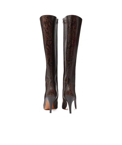 Stella Mccartney Knee-high Snake-effect Boots With Stiletto Heel And Squared Toe In Brown