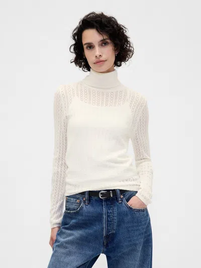 Gap Pointelle Turtleneck Sweater In White
