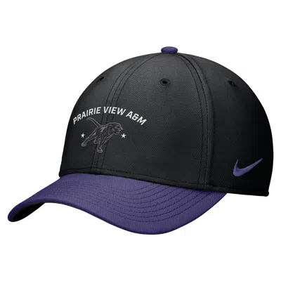 Nike Unisex Rise College (prairie View A&m University) Dri-fit Swooshflex Cap In Black