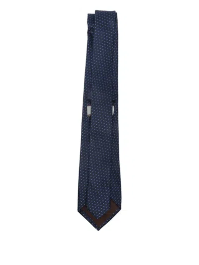 Canali Patterned Tie In Blue