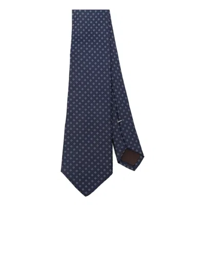 Canali Patterned Tie In Blue