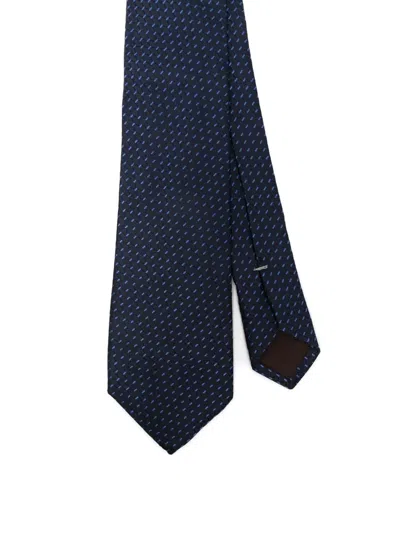 Canali Patterned Tie In Blue