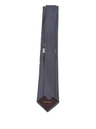 Canali Patterned Tie In Blue