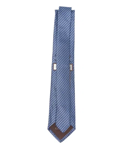Canali Patterned Tie In Blue