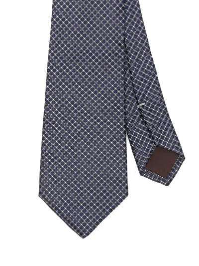 Canali Patterned Tie In Blue