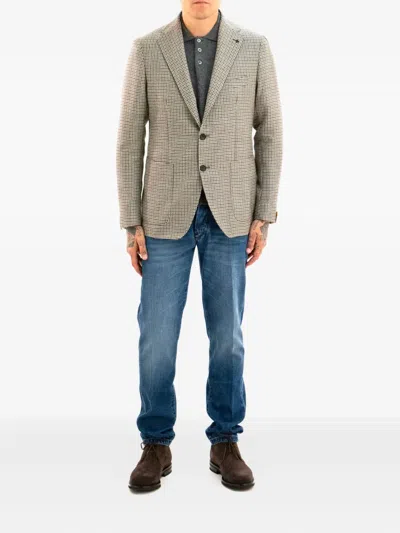 Tagliatore Houndstooth Button Jacket In Neutral