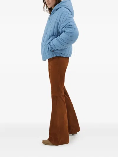 1989 Studio Corduroy Flared Leather Pants In Brown