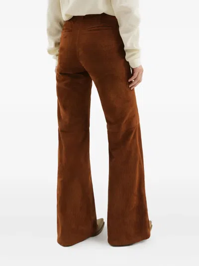1989 Studio Corduroy Flared Leather Pants In Brown