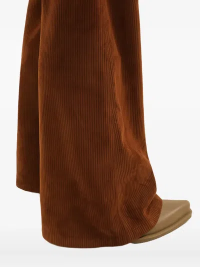 1989 Studio Corduroy Flared Leather Pants In Brown