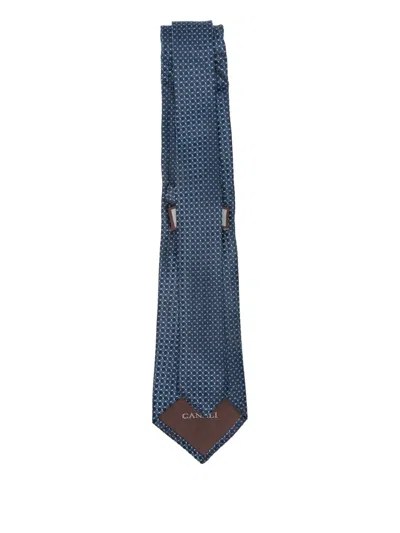 Canali Patterned Tie In Blue