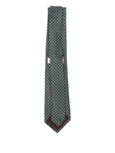Canali Patterned Tie In Green