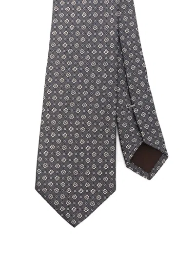 Canali Patterned Tie In Gray