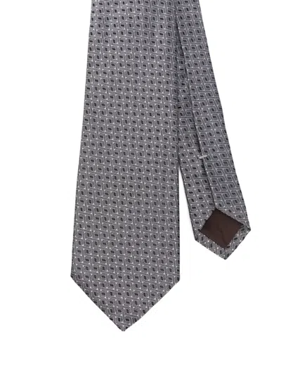 Canali Patterned Tie In Gray