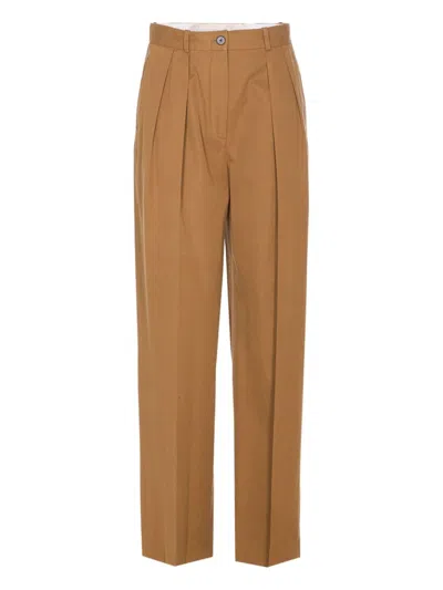 The Row Igor Button Pleated Trousers In Brown