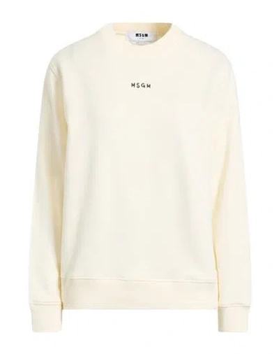 Msgm Woman Sweatshirt Cream Size Xs Cotton In White